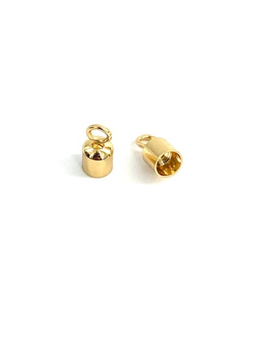 Embout en acier inox doré pour cuir rond 5mm