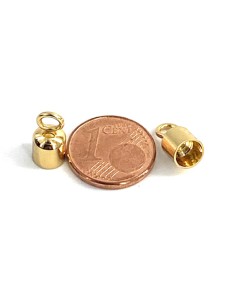 Embout rond doré en acier inox pour cordon de 5mm 2