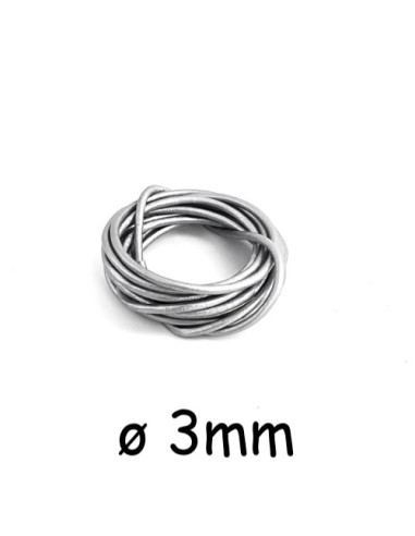 Cordon cuir argenté 3mm pour création bijoux