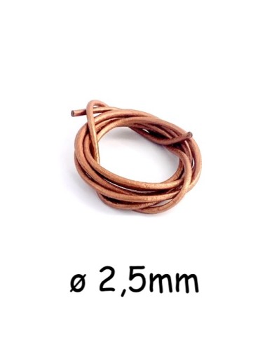 Cordon cuir cuivré rond 2,5mm