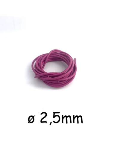 Cuir rond rose fuchsia 2,5mm pour création bijoux