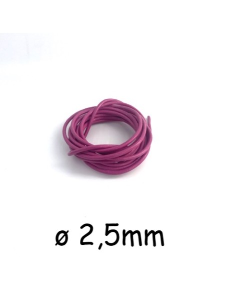 Cuir rond rose fuchsia 2,5mm pour création bijoux