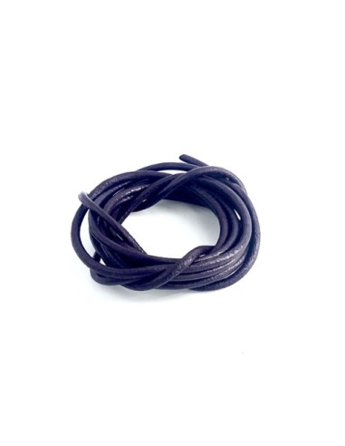 Cordon cuir rond 3,5mm violet foncé pour création bijoux