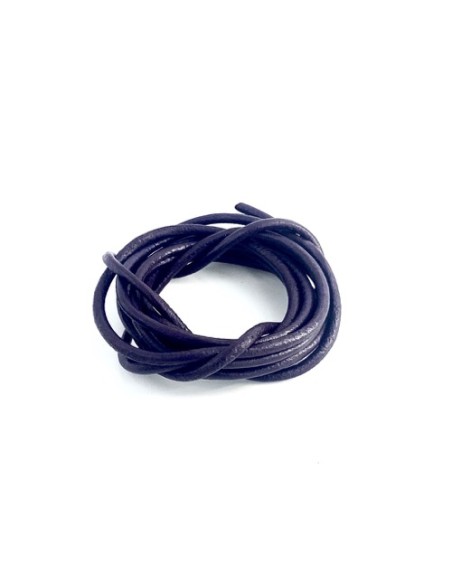 Cordon cuir rond 3,5mm violet foncé pour création bijoux Cordon cuir rond 3,5mm violet foncé pour création bijoux