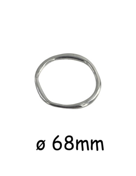 Grand anneau connecteur argenté irrégulier