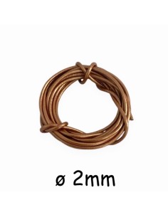 Cordon cuir 2mm marron cuivré 2