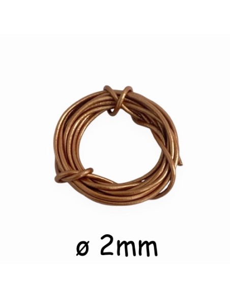 1m Cordon cuir 2mm marron cuivré effet métallisé