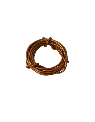1m Cordon cuir 2mm marron cuivré effet métallisé