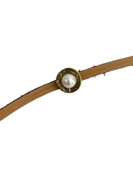 Perle ronde doré pâle pour cuir de 5mm Perle ronde doré pâle pour cuir de 5mm