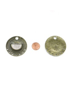 Pendentif bronze avec pierre rose pâle, connecteur en métal de couleur bronze 2