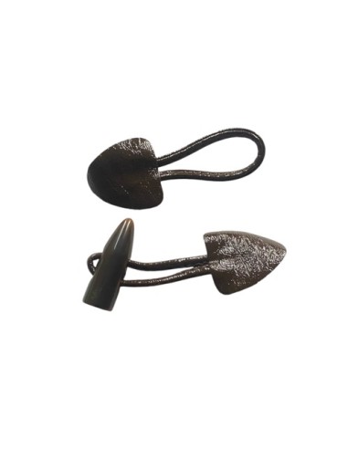 Bouton brandebourg en simili cuir vernis marron foncé à coudre, manteau, veste gilet
