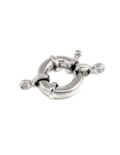 Fermoir bouée en métal argenté 17mm style mousqueton rond 2