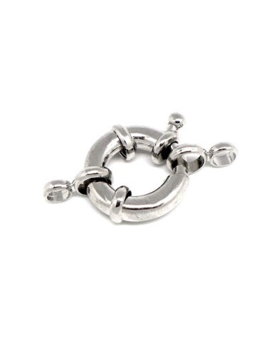 Fermoir bouée en métal argenté 11mm style mousqueton rond, fermoir matelot