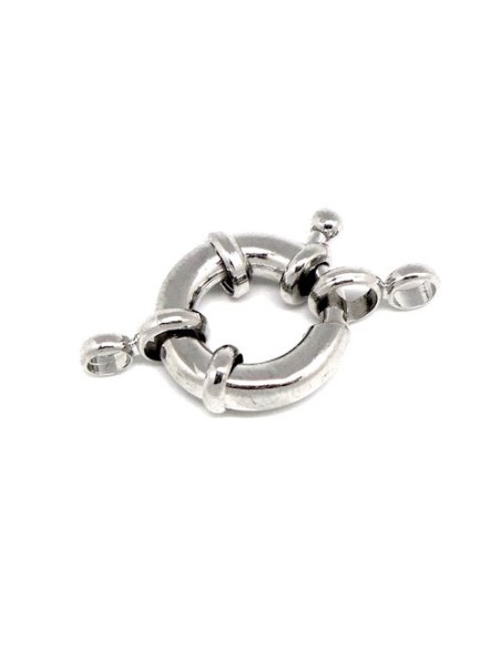 Fermoir bouée en métal argenté 11mm style mousqueton rond, fermoir matelot