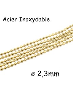 Chainette bille doré en acier inox de diamètre 2,3mm