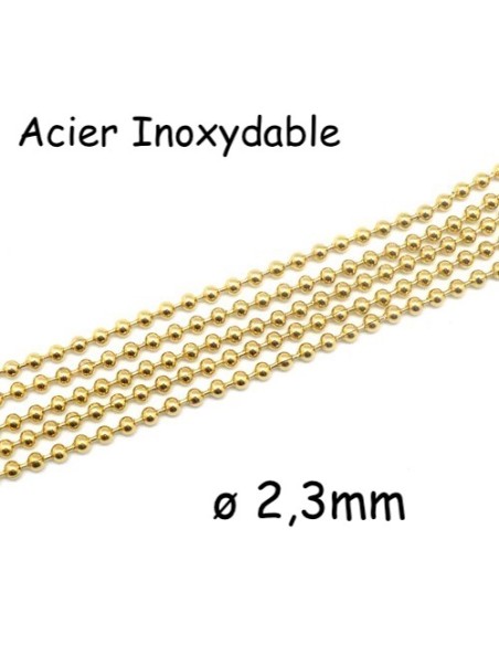 Chainette bille doré en acier inox de diamètre 2,3mm