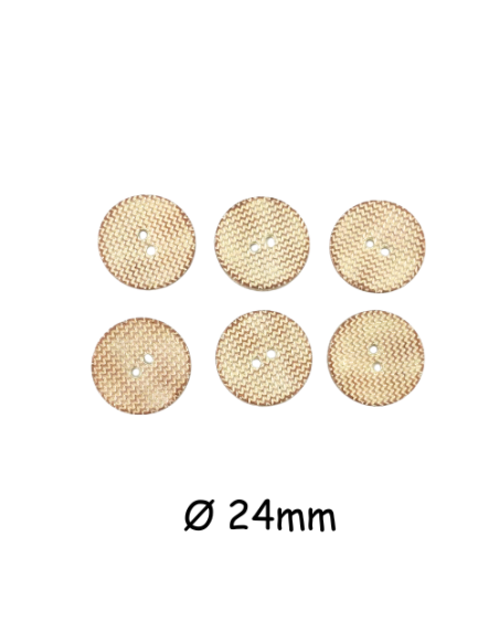 Bouton rond 24mm à 2 trous en métal texturé rose beige