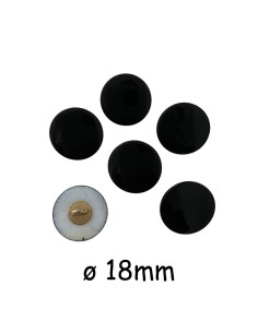 Bouton rond noir à queue en métal et acrylique 20mm