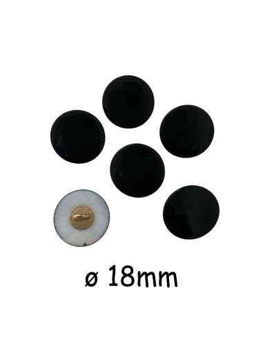 Bouton rond noir à queue en métal et acrylique 20mm
