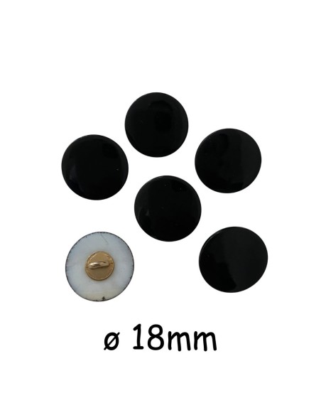 Bouton rond noir à queue en métal et acrylique 20mm