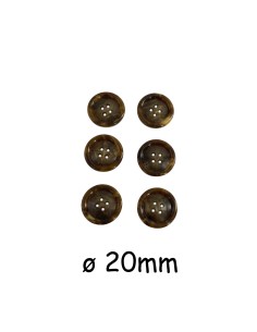Bouton synthétique marron marbré de 20mm de diamètre
