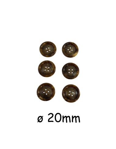 Bouton synthétique marron marbré de 20mm de diamètre