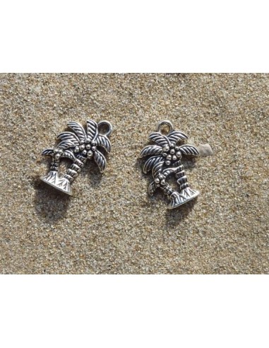 Breloque argenté palmier en métal 18,4mm x 14,3mm