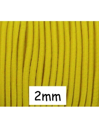 Cordon élastique 2mm de couleur jaune citron