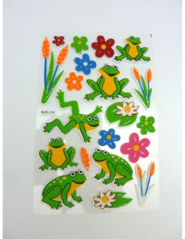 R-Stickers fleurs et grenouilles style feutrine - 20 stickers