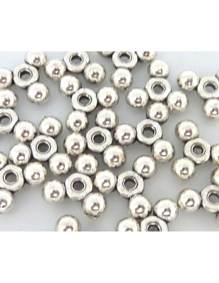 3 Perles intercalaire triangle boule lisse en métal argenté 9,5mm
