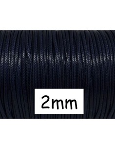 5m Cordon polyester enduit 2mm bleu marine souple imitation cuir brillant