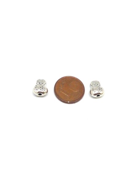 10 Petites Perles Poupée russe Matriochka en métal argenté 10,2mm