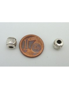 10 Perles connecteur olive, tube, tonneau gravé en métal argenté 7mm 2