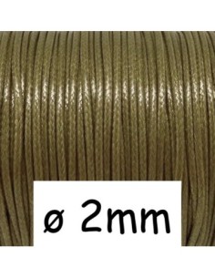 Cordon imitation cuir, enduit 2mm vert kaki pour bijoux