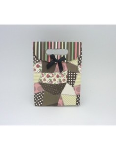 Pochette Cadeaux rayure multicolore, patchwork sur fond...