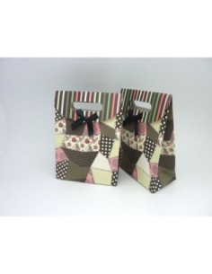 Pochette Cadeaux rayure multicolore, patchwork sur fond... 2