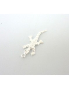 Breloque salamandre, gecko, lézard en métal argenté brillant