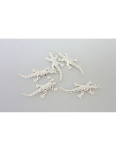 Breloque salamandre, gecko, lézard en métal argenté brillant 2