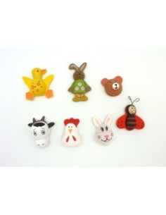 Lot de 7 animaux 3D en bois pour embellissement, home déco