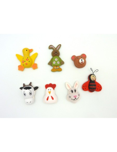 Lot de 7 animaux 3D en bois pour embellissement, home déco