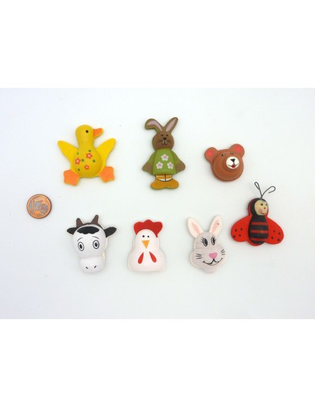 Lot de 7 animaux 3D en bois pour embellissement, home déco