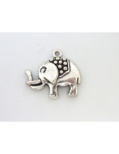 Pendentif, breloque éléphant en métal argenté 22,3mm
