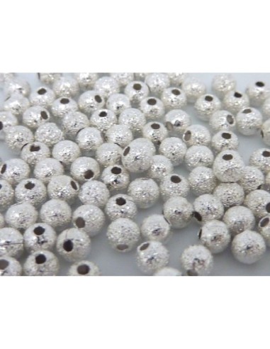 20 Perles brillantes fine en métal argenté texturé 5mm