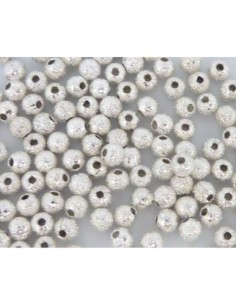 20 Perles brillantes fine en métal argenté texturé 5mm 2