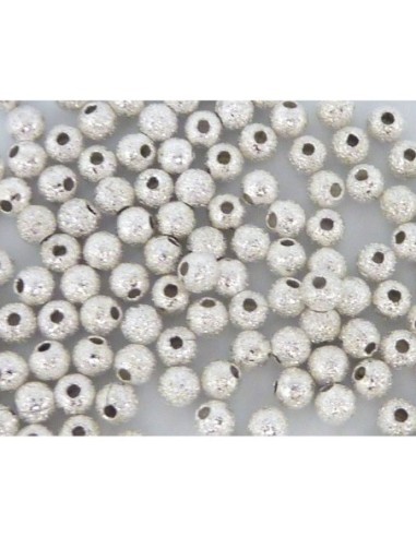 20 Perles brillantes fine en métal argenté texturé 5mm