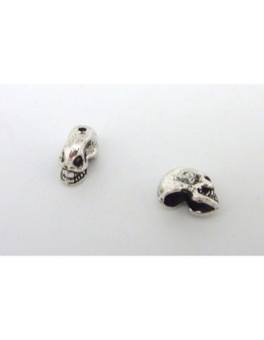 R-2 perles, embout, cache nœud, tête de mort en métal argenté 8,7mm