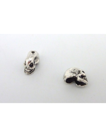 R-2 perles, embout, cache nœud, tête de mort en métal argenté 8,7mm