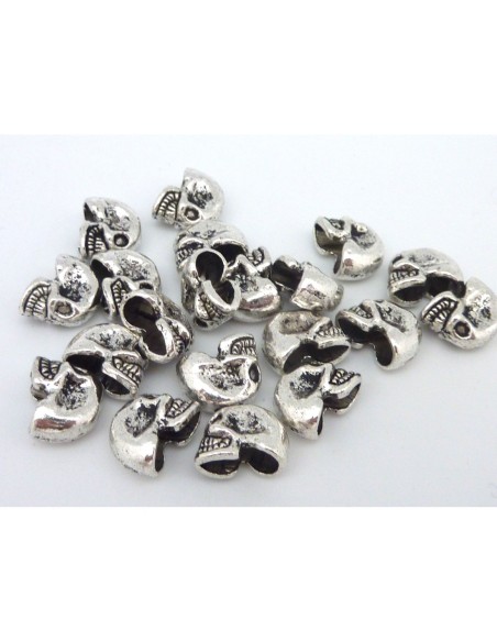 R-2 perles, embout, cache nœud, tête de mort en métal argenté 8,7mm