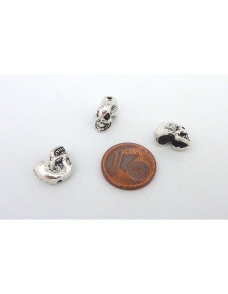 R-2 perles, embout, cache nœud, tête de mort en métal argenté 8,7mm