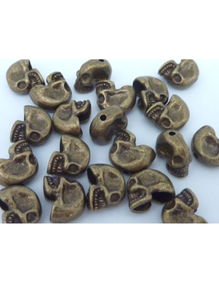 R-2 perles, embout, cache nœud, tête de mort en métal de couleur bronze 8,7mm